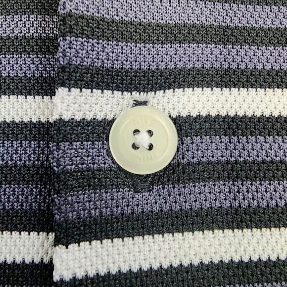 Nike Shirt Mens XL Black Gray Striped Polo Dri-Fit Standard Short Sleeve Logo - Picture 11 of 14